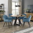 Dali Dining Chairs - Set of 2 - Petrol Blue Velvet - Black Legs