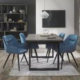 Dali Dining Chairs - Set of 2 - Petrol Blue Velvet - Black Legs