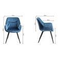 Dali Dining Chairs - Set of 2 - Petrol Blue Velvet - Black Legs