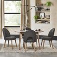 Dansk Scandi Oak Dining Chairs - Set of 2 - Upholstered - Cold Steel Fabric