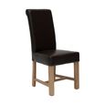 Chunky Scroll Dining Chair - Set of 2 - Brown Bycast Leather