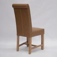 Chunky Scroll Dining Chair - Set of 2 - Tan Bycast Leather