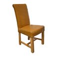Chunky Scroll Dining Chair - Set of 2 - Tan Bycast Leather