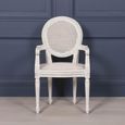 Lomira Mahogany Wood and Rattan Oval Back Dining Armchair - Set of 2 - Off White