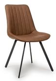 Miro Dining Chair - Set of 2 - Tan Brown Faux Leather