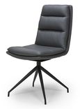 Nobo Swivel Dining Chair - Set of 2 - Grey Faux Leather - Black Legs