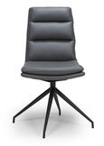 Nobo Swivel Dining Chair - Set of 2 - Grey Faux Leather - Black Legs