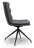 Nobo Swivel Dining Chair - Set of 2 - Grey Faux Leather - Black Legs