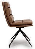 Nobo Swivel Dining Chair - Set of 2 - Tan Faux Leather - Black Legs