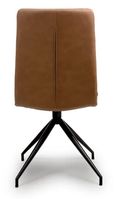Nobo Swivel Dining Chair - Set of 2 - Tan Faux Leather - Black Legs