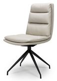 Nobo Swivel Dining Chair - Set of 2 - Taupe Faux Leather - Black Legs