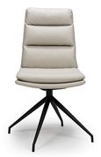 Nobo Swivel Dining Chair - Set of 2 - Taupe Faux Leather - Black Legs