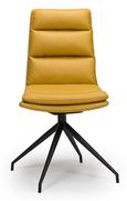 Nobo Swivel Dining Chair - Set of 2 - Yellow Faux Leather - Black Legs