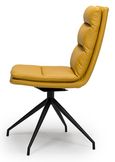 Nobo Swivel Dining Chair - Set of 2 - Yellow Faux Leather - Black Legs