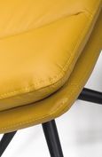 Nobo Swivel Dining Chair - Set of 2 - Yellow Faux Leather - Black Legs