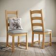 Normandy Dining Chair - Set of 2 - Beige Fabric - Ladder Back Oak