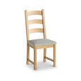 Normandy Dining Chair - Set of 2 - Beige Fabric - Ladder Back Oak