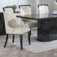 Carmela Dining Chair - Large High Back - Cream Leather - Black Legs
