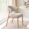Cavi Dining Chair - Set of 2 - Curved Back - Sand and Natural - Fabric and Wood