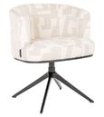 Cheyenne Beige Fabric Graffic Swivel Dining Chair with Black Legs