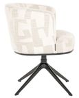 Cheyenne Beige Fabric Graffic Swivel Dining Chair with Black Legs