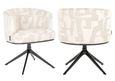 Cheyenne Beige Fabric Graffic Swivel Dining Chair with Black Legs