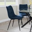 Corona Dining Chair - Blue Fabric - Black Metal Legs