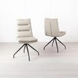 Diego Dining Chair - Swivel - Beige Leather - Black Legs