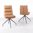 Diego Dining Chair - Swivel - Brown Leather - Black Legs