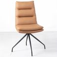 Diego Dining Chair - Swivel - Brown Leather - Black Legs