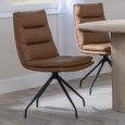 Diego Dining Chair - Swivel - Brown Leather - Black Legs