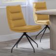 Diego Dining Chair - Swivel - Yellow Leather - Black Legs