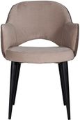 Giovanna Khaki Fabric Dining Armchair with Black Legs