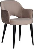 Giovanna Khaki Fabric Dining Armchair with Black Legs