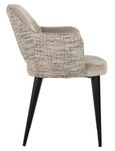 Giovanna Natural Khaki Fabric Dining Armchair with Black Legs