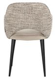 Giovanna Natural Khaki Fabric Dining Armchair with Black Legs
