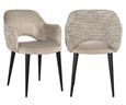 Giovanna Natural Khaki Fabric Dining Armchair with Black Legs
