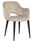 Giovanna Pink Khaki Fabric Dining Armchair with Black Legs