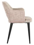 Giovanna Pink Khaki Fabric Dining Armchair with Black Legs