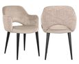 Giovanna Pink Khaki Fabric Dining Armchair with Black Legs
