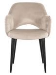 Giovanna Pink Khaki Fabric Dining Armchair with Black Legs