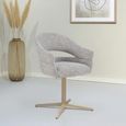 Jade Swivel Dining Armchair - Set of 2 - Curved Back - Beige - Fabric and Metal