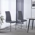 Jamison Dining Chair - Grey Faux Leather - Chrome Cantilever Base