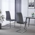 Jamison Dining Chair - Grey Faux Leather - Chrome Cantilever Base