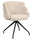 Kayla Cream Fabric Swivel Dining Chair with Black Legs