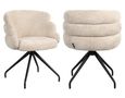 Kayla Cream Fabric Swivel Dining Chair with Black Legs