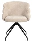 Kayla Cream Fabric Swivel Dining Chair with Black Legs
