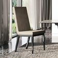 Krystal Italian Dining Chair - Fluted High Back - Beige and Black - Fabric and Wooden