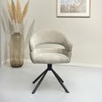 Linn Swivel Dining Armchair - Set of 2 - Curved Back - Black Legs - Toffee - Fabric and Metal