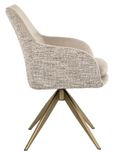 Lisonne Natural Khaki Velvet Fabric Swivel Dining Chair with Brushed Gold Legs